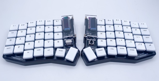 Sofle Hybrid - Aluminum version (Exclusive) (Choc/Cherry Socket) (Acrylic, Black, Kit only (Unsoldered components), Cherry, No - Wired build, Roller encoder and 5 way switches)